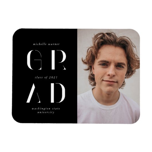 elegant modern script afstuderen aankondiging magn magneet (Horizontaal)