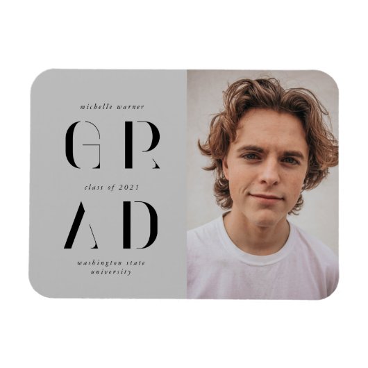 elegant modern script afstuderen aankondiging magneet (Horizontaal)