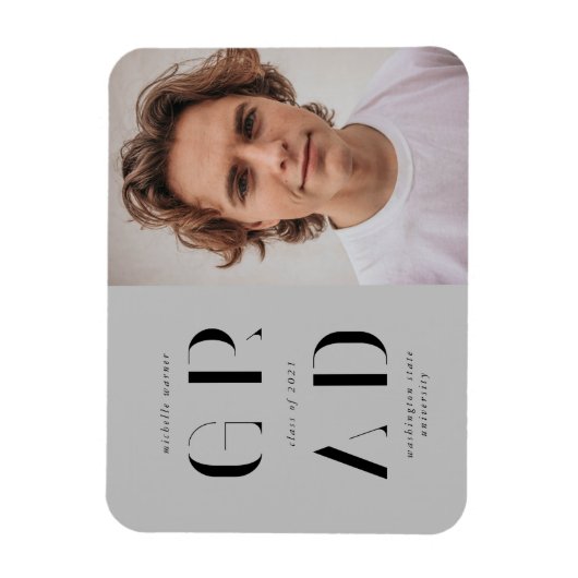 elegant modern script afstuderen aankondiging magneet (Verticaal)