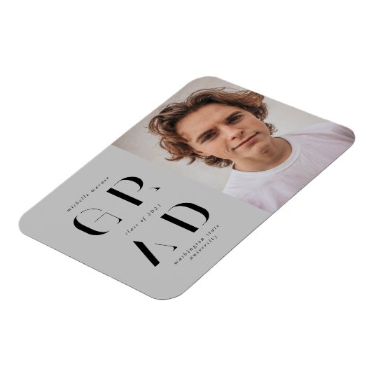 elegant modern script afstuderen aankondiging magneet (Linkerzijde)