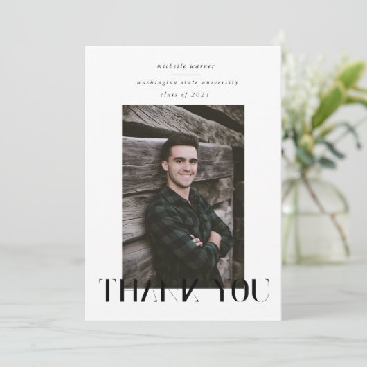 elegant modern script afstuderen bedankt je credit kaart (Staand voorkant)