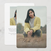 Elegant Modern Script Afstuderen Foto Bedankkaart (Voorkant / Achterkant)