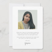 Elegant Modern Script Afstuderen Foto Bedankkaart (Achterkant)