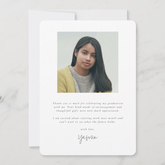 Elegant Modern Script Afstuderen Foto Bedankkaart (Achterkant)