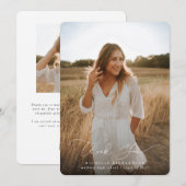 Elegant Modern Script Afstuderen Foto Bedankkaart (Voorkant / Achterkant)