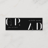 elegant modern script afstuderen name card mini visitekaartje (Voorkant)