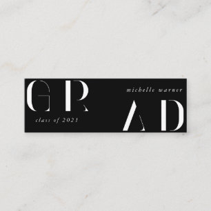 elegant modern script afstuderen name card mini visitekaartje
