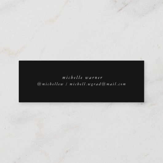 elegant modern script afstuderen name card mini visitekaartje (Achterkant)