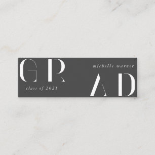 elegant modern script afstuderen name card mini visitekaartje
