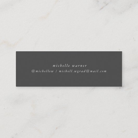 elegant modern script afstuderen name card mini visitekaartje (Achterkant)