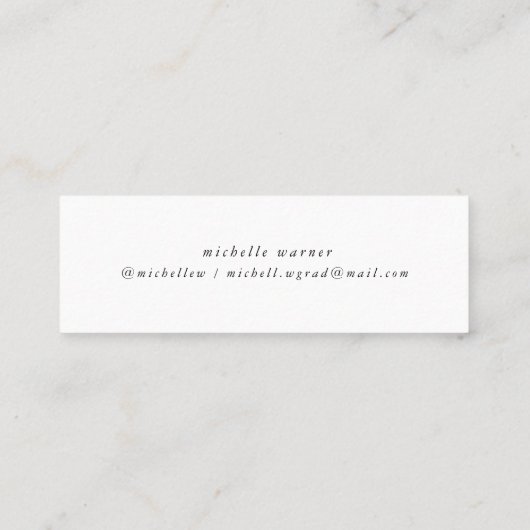 elegant modern script afstuderen name card mini visitekaartje (Achterkant)