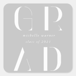 elegant modern script afstuderen square sticker