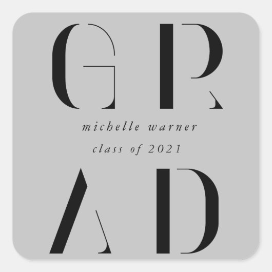 elegant modern script afstuderen square sticker (Voorkant)