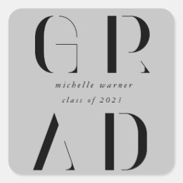 elegant modern script afstuderen square sticker