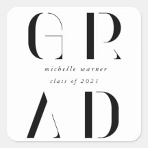 elegant modern script afstuderen square sticker