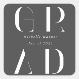 elegant modern script afstuderen square sticker