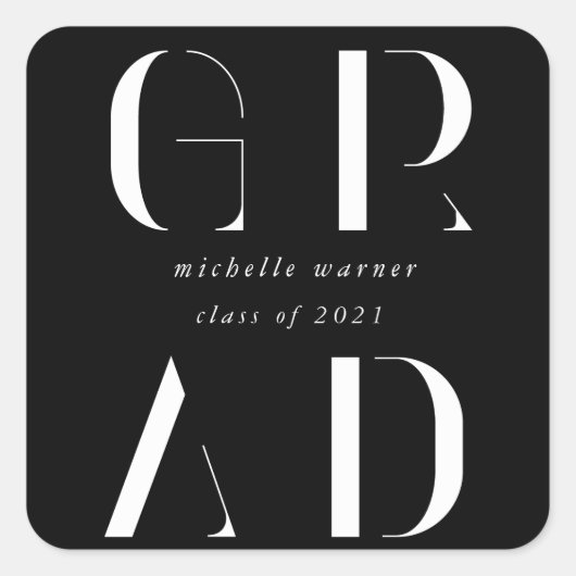 elegant modern script afstuderen vierkante sticker (Voorkant)