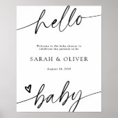 Elegant modern script babyshower welkomstbord poster (Voorkant)
