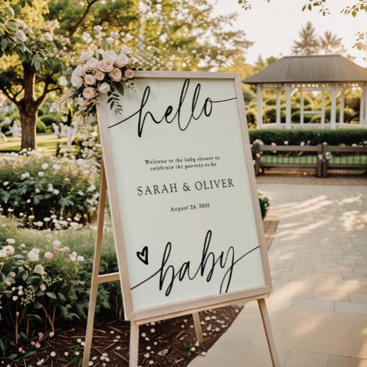 Elegant modern script babyshower welkomstbord poster