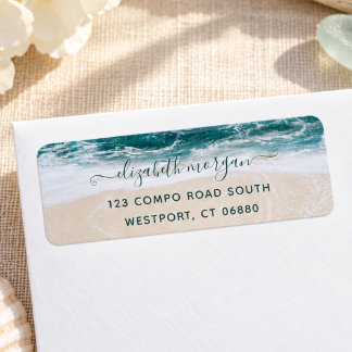 Elegant modern Script Beach Ocean Return-adres Etiket