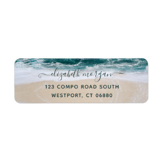 Elegant modern Script Beach Ocean Return-adres Etiket