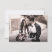 Elegant Modern Script Beige foto bruiloft Bedankkaart (Achterkant)