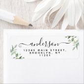 Elegant modern Script Black Achternaam Greenery Etiket (Insitu)