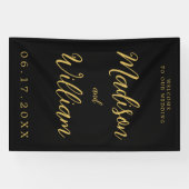 Elegant modern script Black Gold Welkomsthuwelijk Spandoek (Horizontaal)