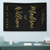 Elegant modern script Black Gold Welkomsthuwelijk Spandoek (Beurs)