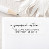 Elegant modern script Black Wedding Return Address Etiket (Insitu)
