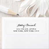 Elegant modern script Black Wedding Return Address Etiket (Insitu)