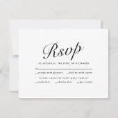 Elegant Modern Script Black White Meal Choice RSVP Feestdagenkaart (Voorkant)