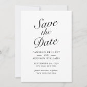 Elegant Modern Script Black + White Save The Date  Feestdagenkaart (Voorkant)