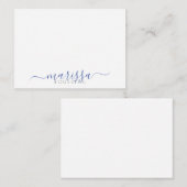 Elegant modern Script Blue Monogram Name Note Kaar Notitiekaartje (Voorkant / Achterkant)