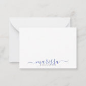 Elegant modern Script Blue Monogram Name Note Kaar Notitiekaartje (Voorkant)