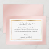 Elegant modern Script Blush Pink en Gold Bedankkaart (Voorkant / Achterkant)
