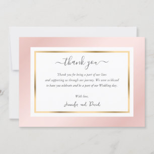 Elegant modern Script Blush Pink en Gold Bedankkaart