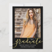 Elegant modern Script Bold Black Photo Afstuderen Aankondiging (Voorkant)