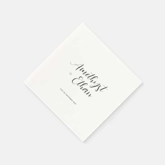 Elegant modern Script Bride & Groom Names Wedding Servet (Hoek)