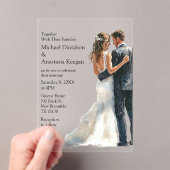 elegant modern script bride & groom wedding  acryl uitnodigingen (Insitu (Draagbaar))