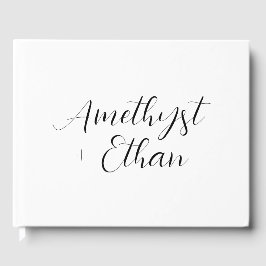 Elegant modern Script Bride & Groom Wedding Gastenboek