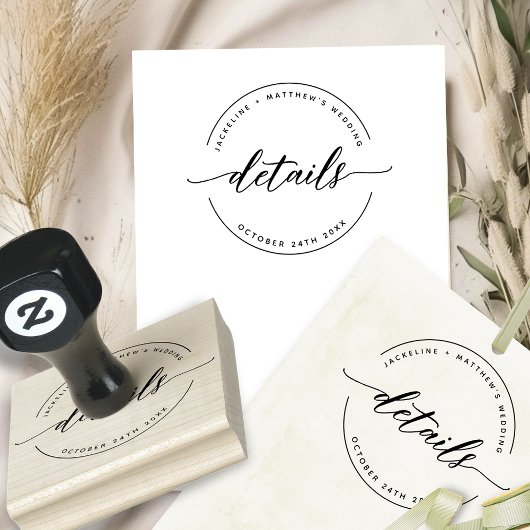 Elegant modern script, bruiloft, aangepaste "detai rubberstempel