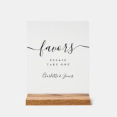 Elegant Modern Script Bruiloft Favor Table Acryl Bord (Voorkant)