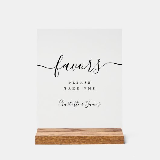 Elegant Modern Script Bruiloft Favor Table Acryl Bord (Voorkant)