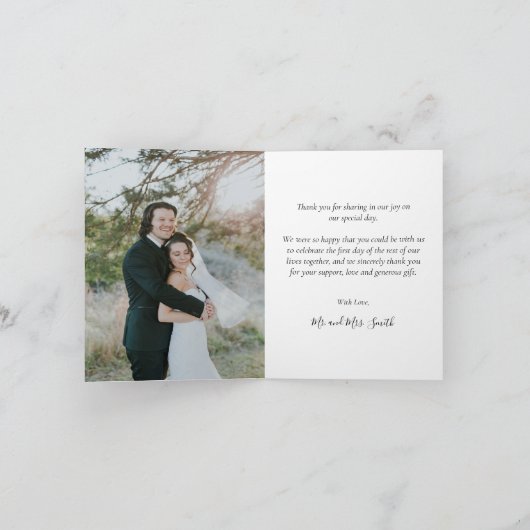 Elegant modern script bruiloft Foto bedankt (Binnen)