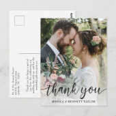 Elegant modern script bruiloft Foto bedankt Briefkaart (Voorkant / Achterkant)