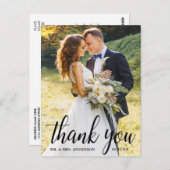 Elegant modern script bruiloft Foto bedankt Briefkaart (Voorkant / Achterkant)