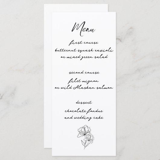 Elegant modern script bruiloft menu (Voorkant / Achterkant)