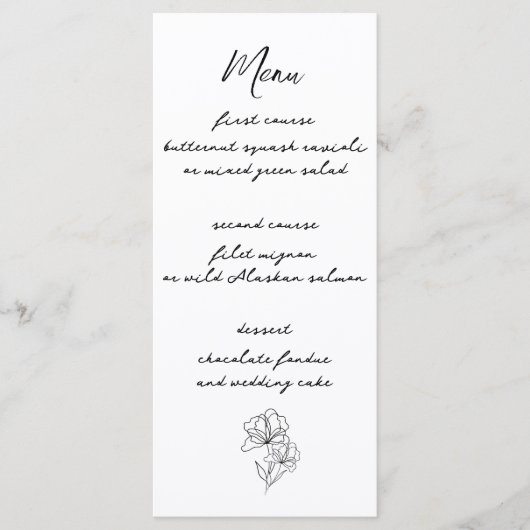 Elegant modern script bruiloft menu (Voorkant)