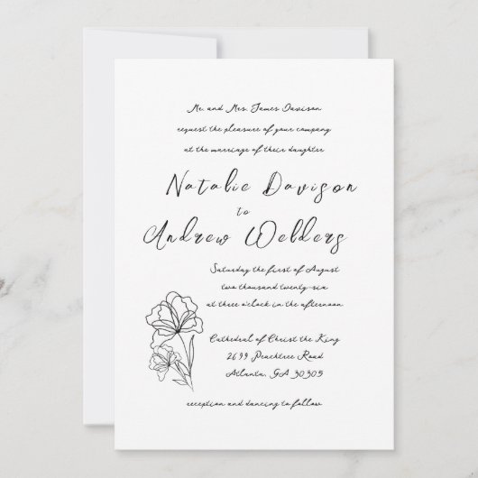 Elegant Modern Script bruiloft uitnodiging (Voorkant)